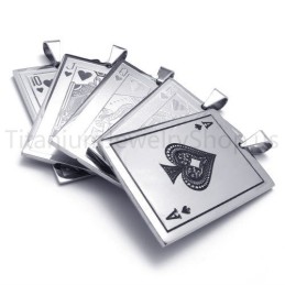 Nouveaux Pendentifs En Titane Argentés En Forme De Cartes À Jouer