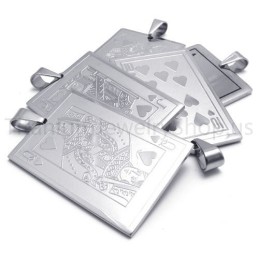 Nouveaux Pendentifs En Titane Argentés En Forme De Cartes À Jouer