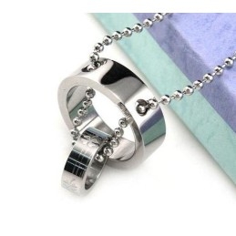 Collier Pendentif En Titane Pur Avec Double Cercle En Forme De Trèfle