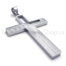 Nouveau Pendentif Croix Creuse Argentée En Titane