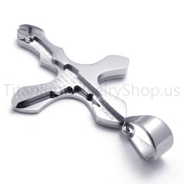 Nouveau Pendentif Croix En Titane Argenté Sculpté