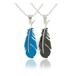 Colliers Et Pendentifs En Titane Pur Pour Couples Amoureux, Plumes