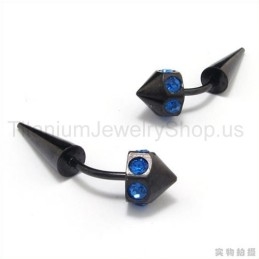Boucles D'Oreilles En Titane Noir Incrustées De Diamants Bleus