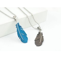 Colliers Et Pendentifs En Titane Pur Pour Couples Amoureux, Plumes