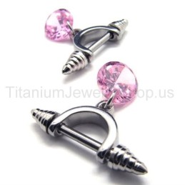 Boucles D'Oreilles Cold Weapon Titanium Et Diamant Rose