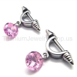 Boucles D'Oreilles Cold Weapon Titanium Et Diamant Rose