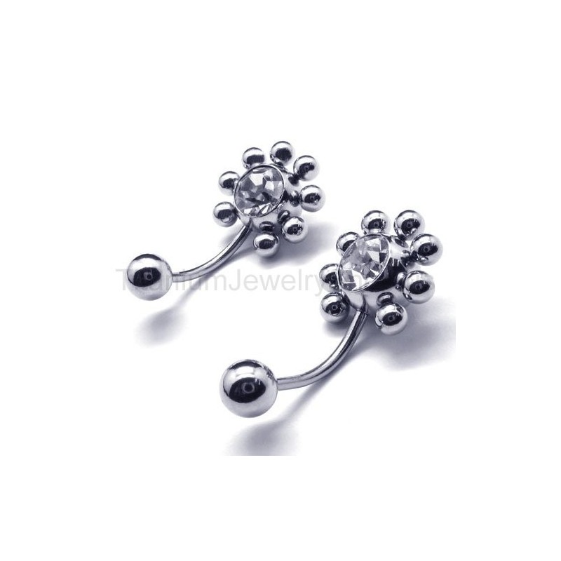 Boucles D'Oreilles Tournesol En Titane Et Diamants Incrustés Boucles D'Oreilles Tournesol En Titane Et Diamants Incrustés
