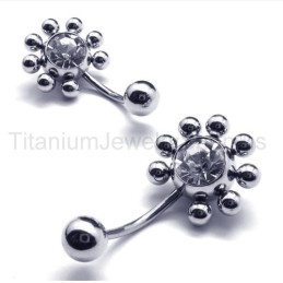 Boucles D'Oreilles Tournesol En Titane Et Diamants Incrustés