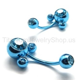 Boucles D'Oreilles En Titane Et Diamants Incrustés De Fleurs Bleues