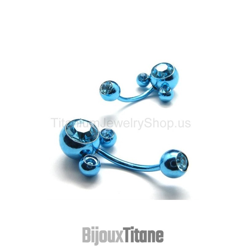 Boucles D'Oreilles En Titane Et Diamants Incrustés De Fleurs Bleues Boucles D'Oreilles En Titane Et Diamants Incrustés De Fleurs Bleues