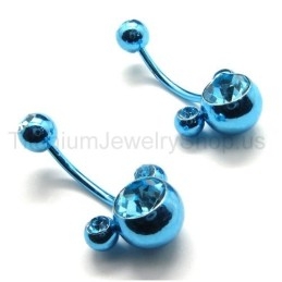 Boucles D'Oreilles En Titane Et Diamants Incrustés De Fleurs Bleues