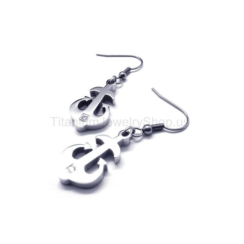 Boucles D'Oreilles Ancre En Argent Et Titane Boucles D'Oreilles Ancre En Argent Et Titane