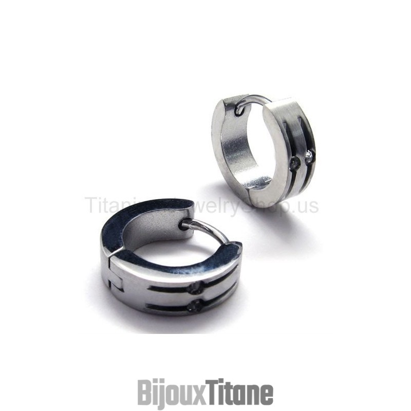 Boucles D'Oreilles En Argent Et Titane Boucles D'Oreilles En Argent Et Titane