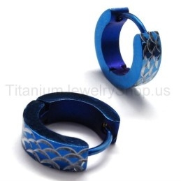 Boucles D'Oreilles En Titane Gravées Bleues