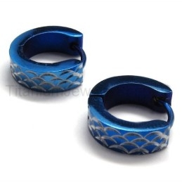 Boucles D'Oreilles En Titane Gravées Bleues