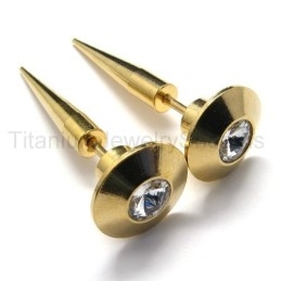Boucles D'Oreilles Cloutées En Titane Doré