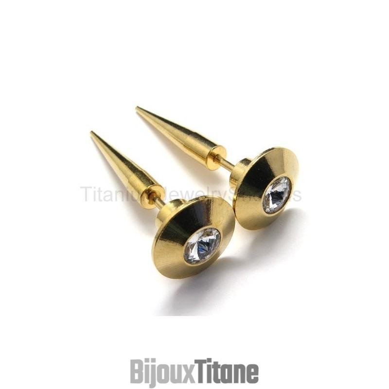 Boucles D'Oreilles Cloutées En Titane Doré