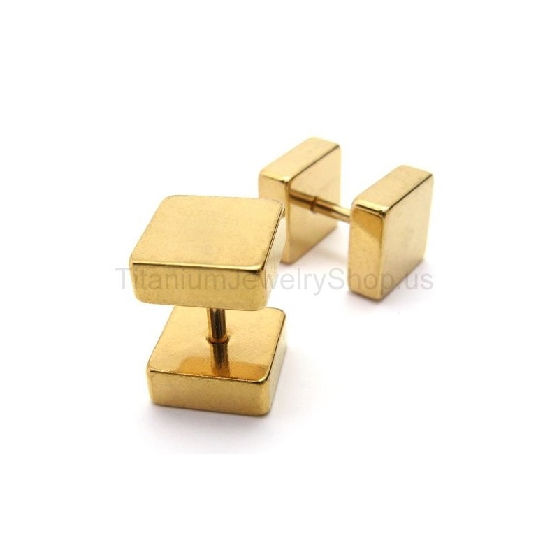 Boucles D'Oreilles Haltères En Titane Doré