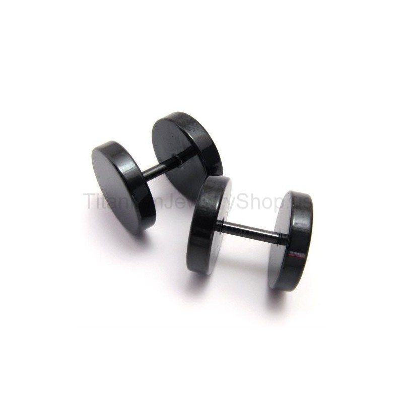Boucles D'Oreilles Haltères En Titane Noir Boucles D'Oreilles Haltères En Titane Noir