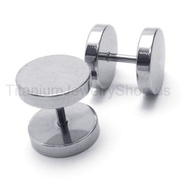 Boucles D'Oreilles Haltères En Argent Et Titane