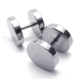 Boucles D'Oreilles Haltères En Argent Et Titane