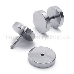Boucles D'Oreilles Haltères En Argent Et Titane