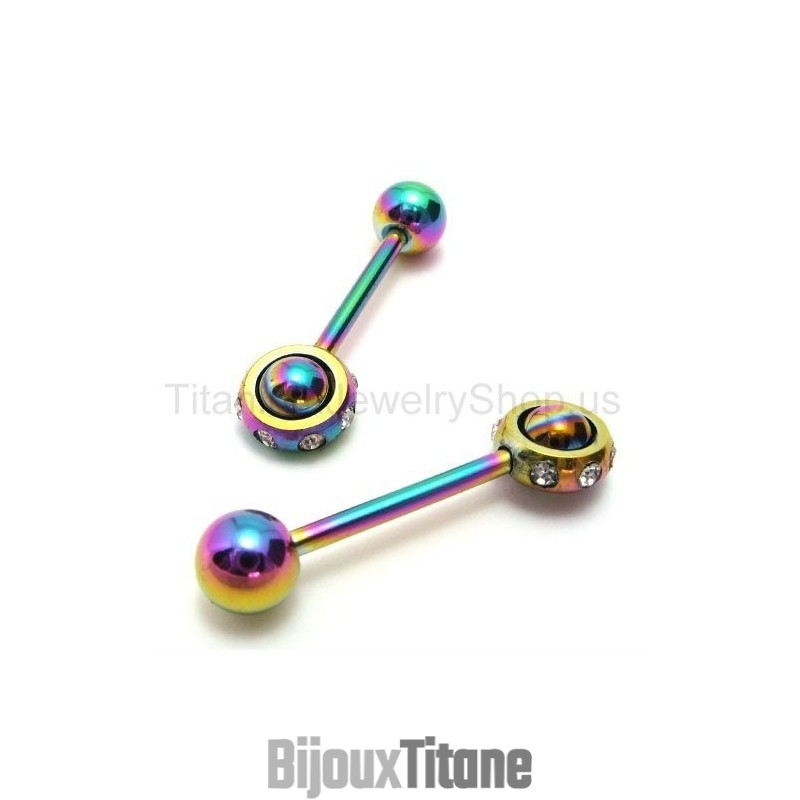 Boucles D'Oreilles Color Magic Stick En Titane Et Diamant