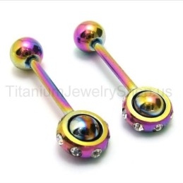 Boucles D'Oreilles Color Magic Stick En Titane Et Diamant