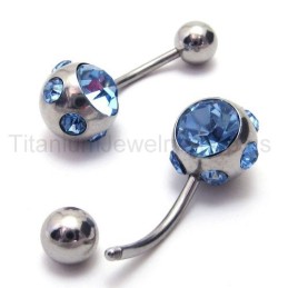 Boucles D'Oreilles Fines En Argent Et Titane Avec Diamants Bleus