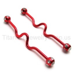 Boucles D'Oreilles Torsadées En Titane Rouge