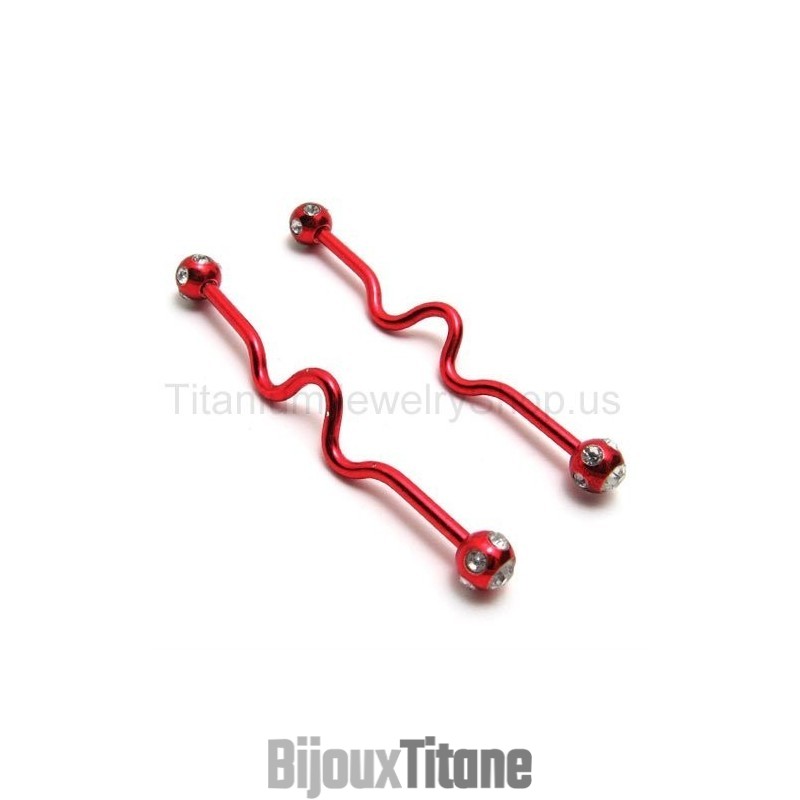 Boucles D'Oreilles Torsadées En Titane Rouge Boucles D'Oreilles Torsadées En Titane Rouge