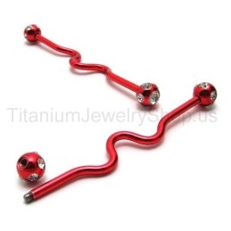 Boucles D'Oreilles Torsadées En Titane Rouge