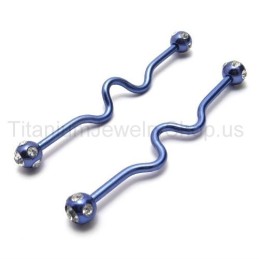 Boucles D'Oreilles Torsadées En Titane Bleu