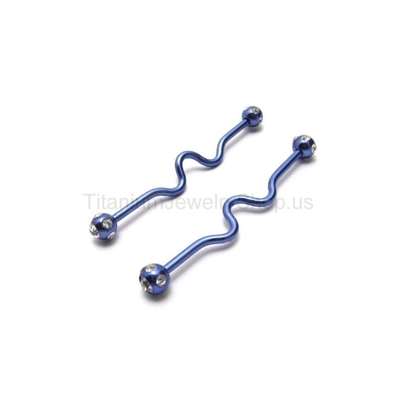 Boucles D'Oreilles Torsadées En Titane Bleu