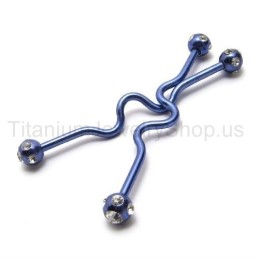 Boucles D'Oreilles Torsadées En Titane Bleu