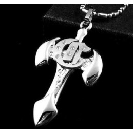 Collier Pendentif Homme En Titane Pur Avec Croix Épée