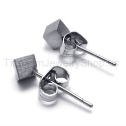 Boucles D'Oreilles En Titane Et Argent Rose