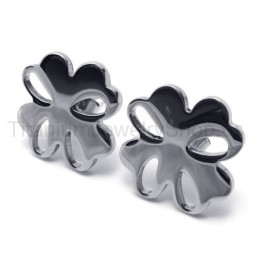 Boucles D'Oreilles En Titane Et Fleur Argentée