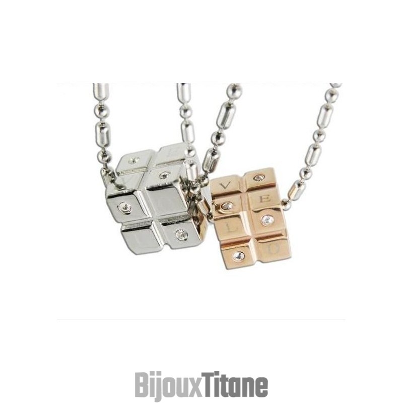 1 Paire De Pendentifs Pour Couples En Titane Pur Rubik Cube 1 Paire De Pendentifs Pour Couples En Titane Pur Rubik Cube