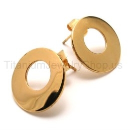 Boucles D'Oreilles En Titane Et Boucle Dorée