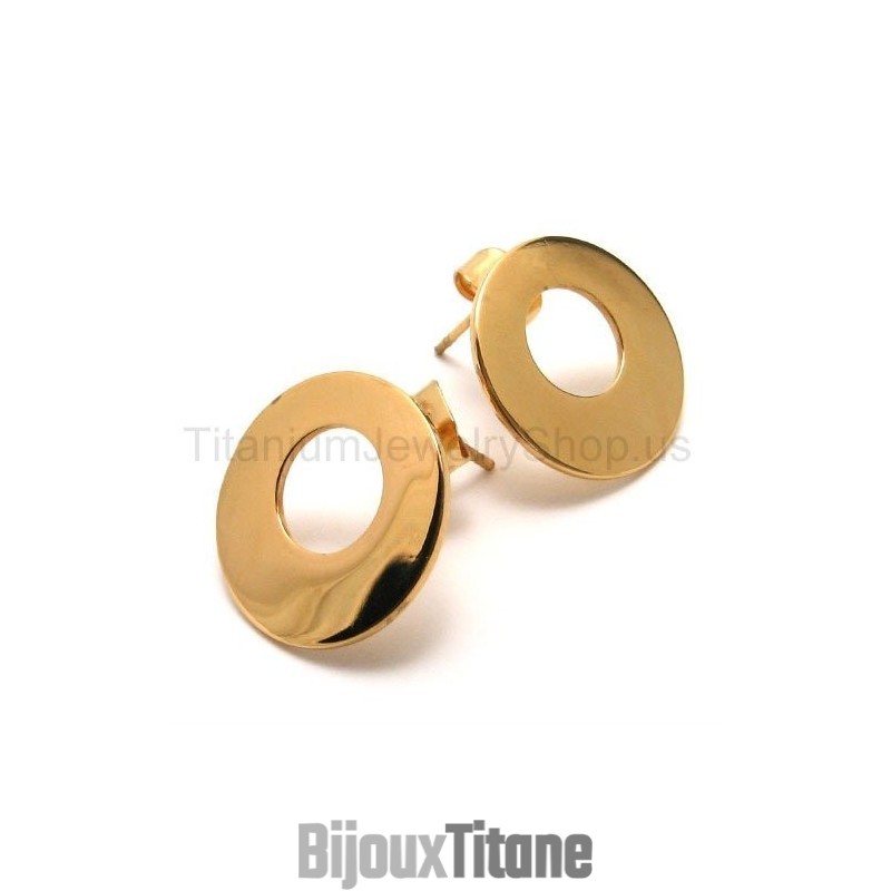 Boucles D'Oreilles En Titane Et Boucle Dorée