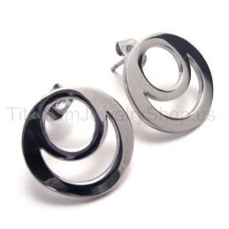 Boucles D'Oreilles En Titane À Deux Boucles En Argent