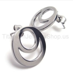 Boucles D'Oreilles En Titane À Deux Boucles En Argent