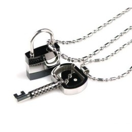 Collier Avec Pendentif En Titane Pur Pour Couple Amoureux, Clé De Verrouillage