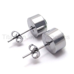 Boucles D'Oreilles Silver Tank En Titane Et Diamants Verts