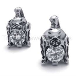 Casque Rétro En Titane Avec Boucles D'Oreilles En Diamant