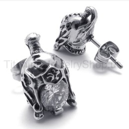 Casque Rétro En Titane Avec Boucles D'Oreilles En Diamant