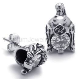 Casque Rétro En Titane Avec Boucles D'Oreilles En Diamant