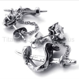 Boucles D'Oreilles En Titane Épée Et Fleur