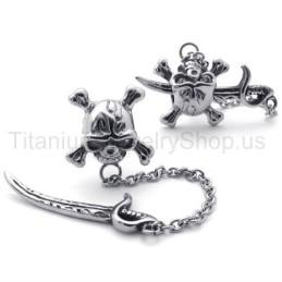 Boucles D'Oreilles En Titane Épée Et Crâne
